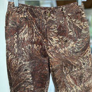 Dana Buchman vintage paisley leaf cotton twill 5 pocket pants brown Size 6P